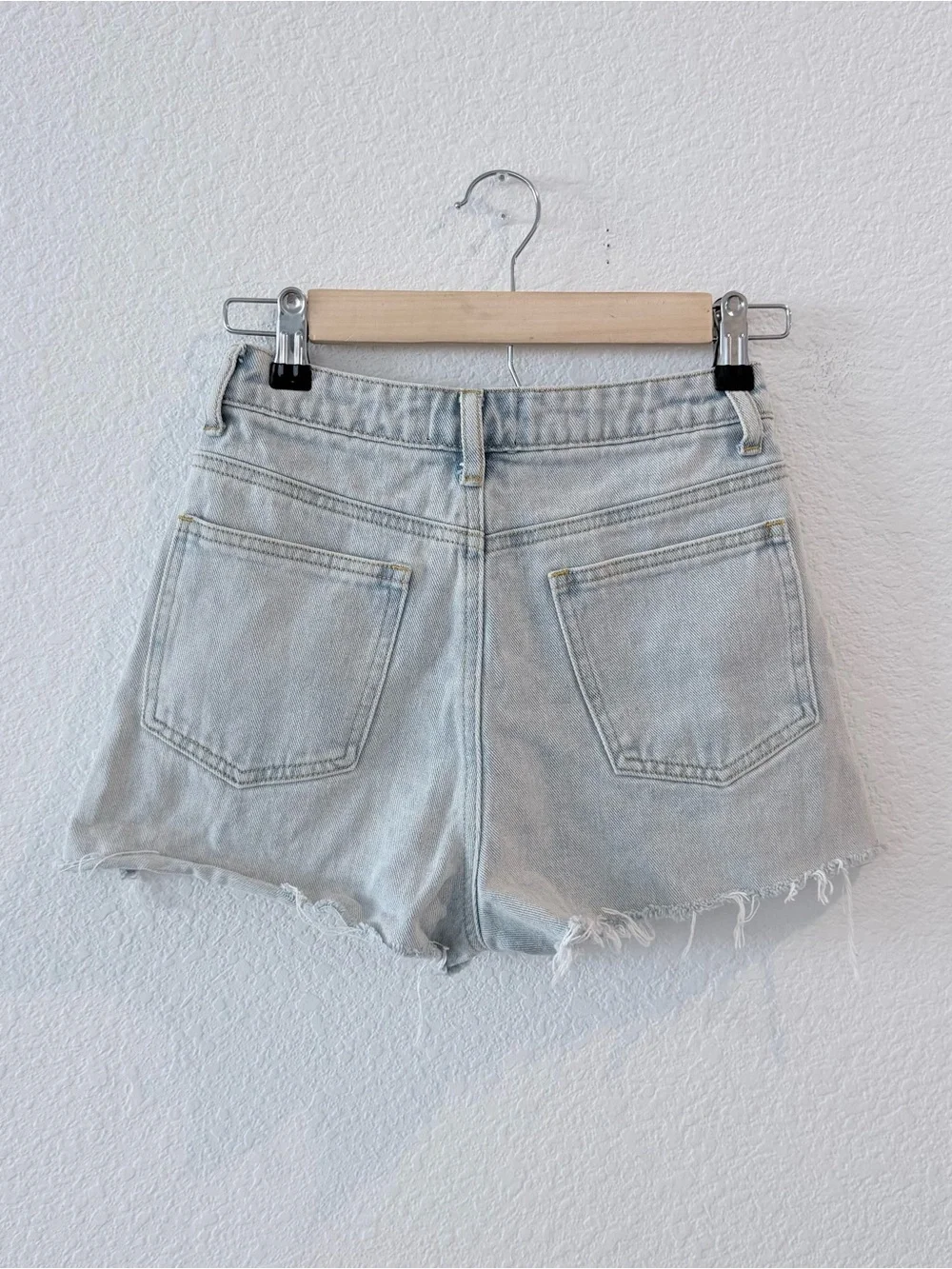 Kittenish- High Rise Light Wash Distressed Shorts - Size 24
